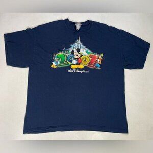 VINTAGE Walt Disney World 2007 Graphic T-shirt Men XXL Blue Short Sleeve